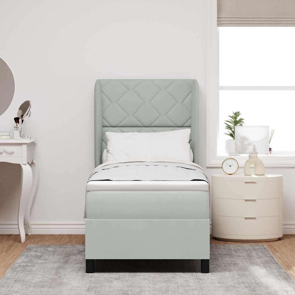 Boxspringbed met hoofdeinde Lichtgrijs 200 x 80 cm Fluweel