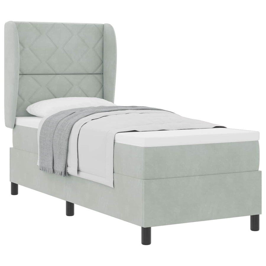 Boxspringbed met hoofdeinde Lichtgrijs 200 x 80 cm Fluweel