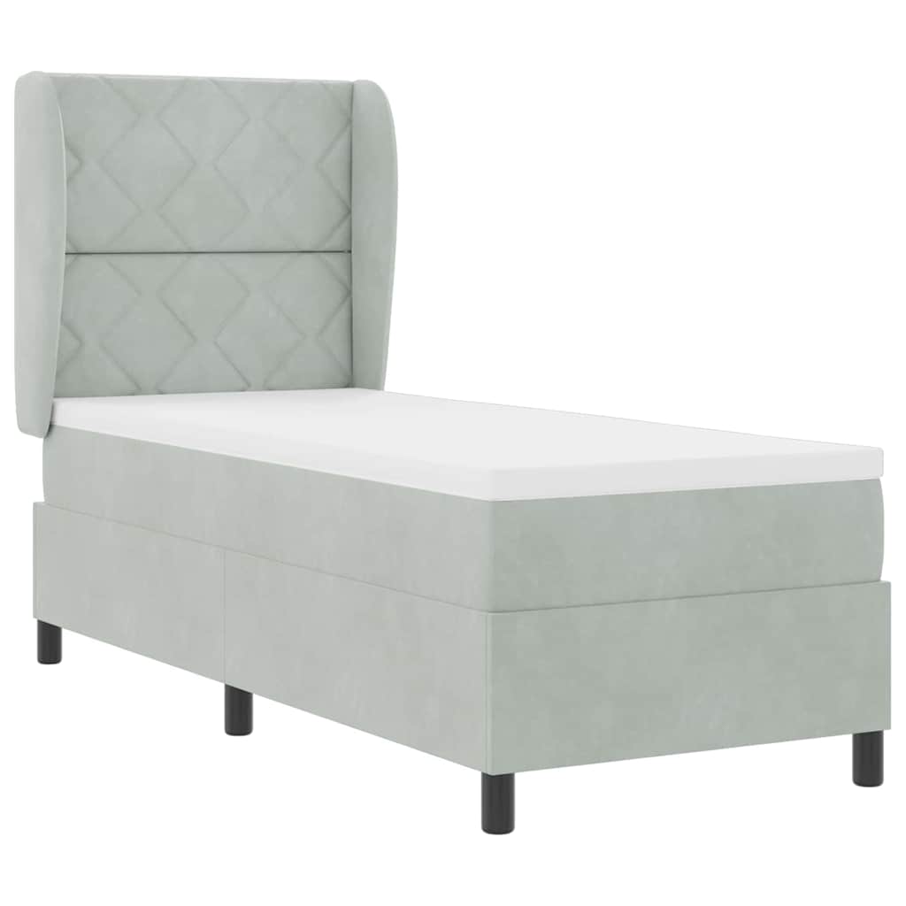 Boxspringbed met hoofdeinde Lichtgrijs 200 x 80 cm Fluweel