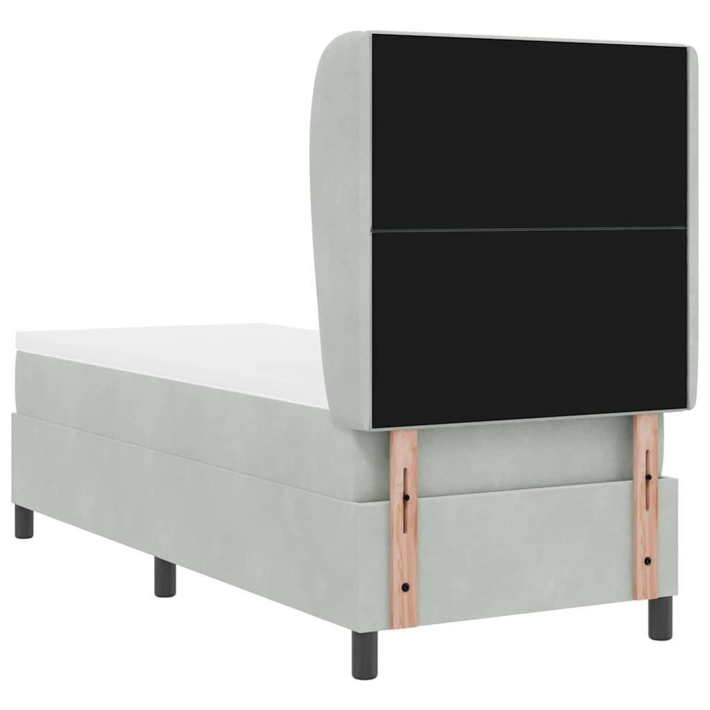 Boxspringbed met hoofdeinde Lichtgrijs 200 x 80 cm Fluweel