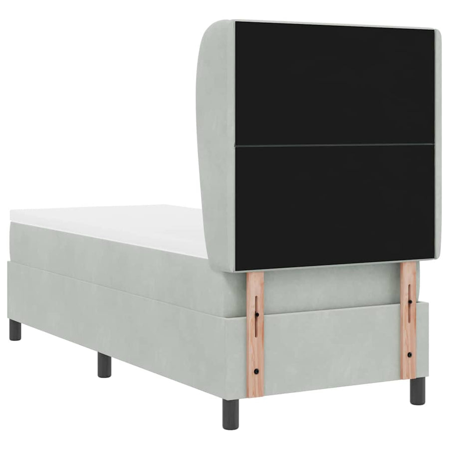 Boxspringbed met hoofdeinde Lichtgrijs 200 x 80 cm Fluweel