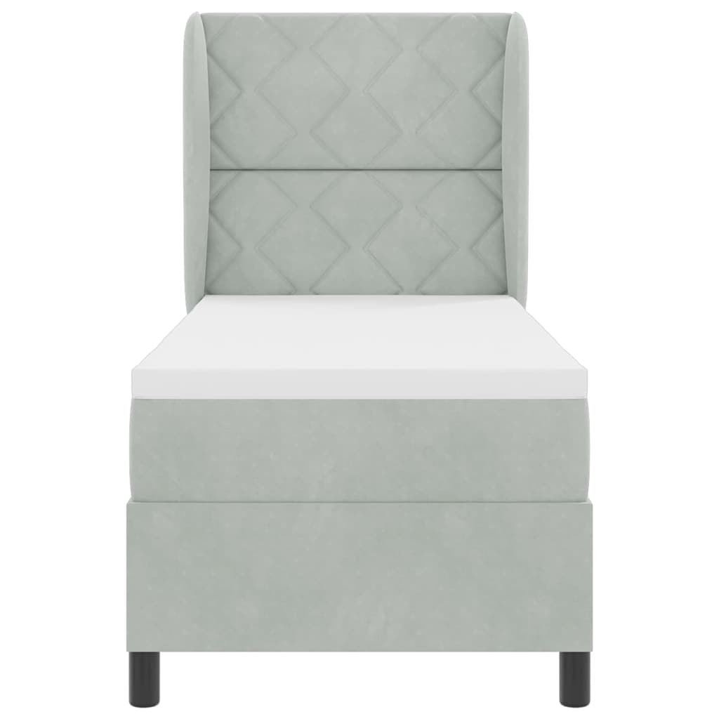 Boxspringbed met hoofdeinde Lichtgrijs 200 x 80 cm Fluweel