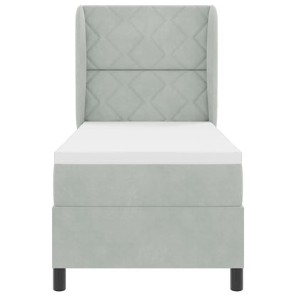 Boxspringbed met hoofdeinde Lichtgrijs 200 x 80 cm Fluweel