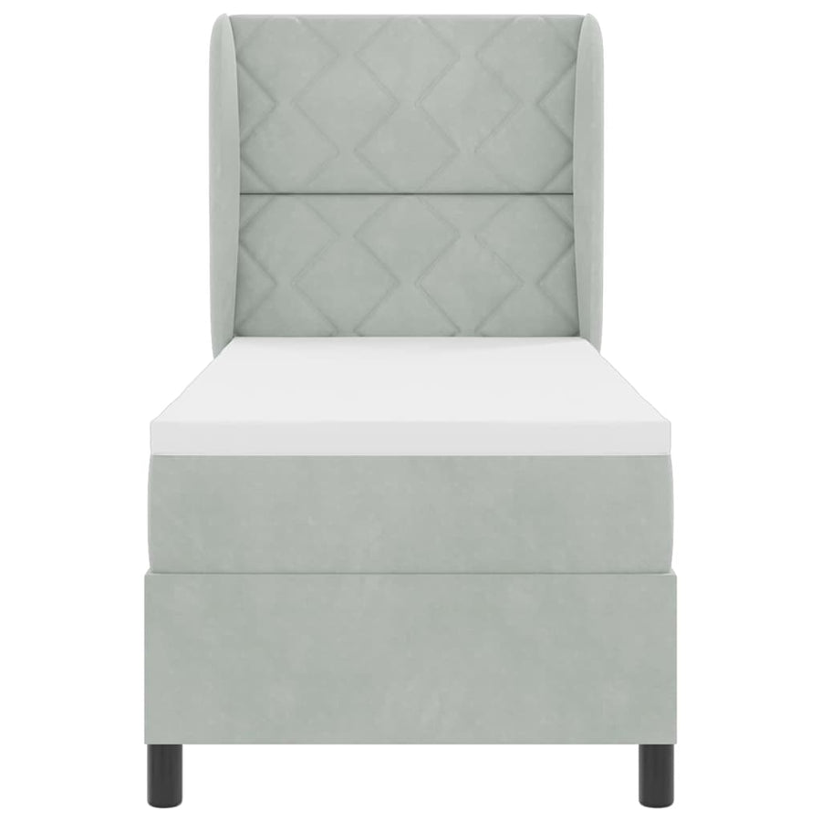 Boxspringbed met hoofdeinde Lichtgrijs 200 x 80 cm Fluweel