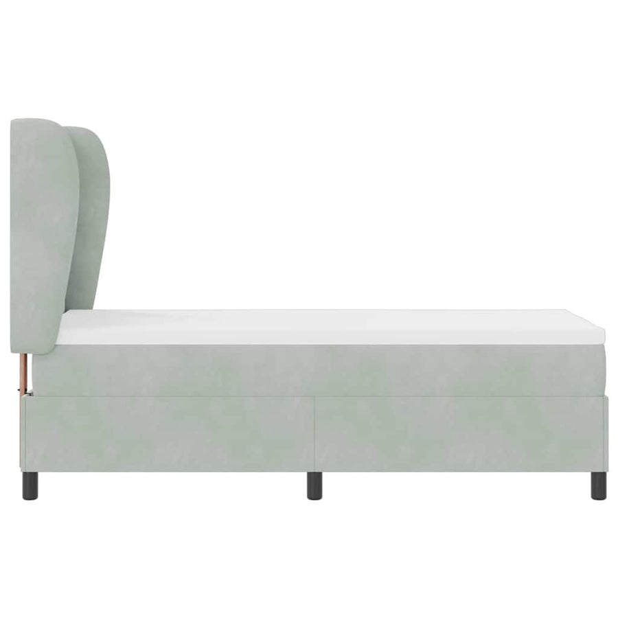 Boxspringbed met hoofdeinde Lichtgrijs 200 x 80 cm Fluweel