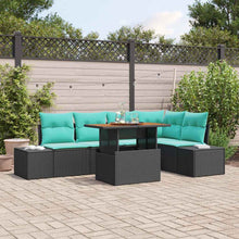 Tuin Sofa Set met kussen 6 pcs Zwart en Blauwgroen