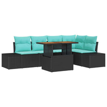 Tuin Sofa Set met kussen 6 pcs Zwart en Blauwgroen