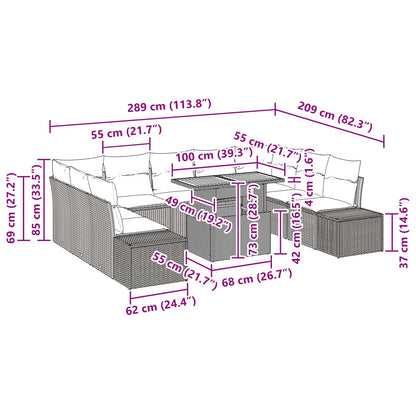 Tuin Sofa Set met kussen 10 pcs Zwart en Blauwgroen