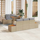 Tuin Eetset 6-delig poly rattan acaciahout beige grijs