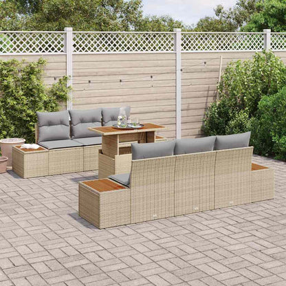 Tuin Eetset met kussen 7 pcs Beige en Grijs