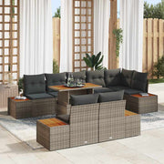 Tuin eetset 9-delig grijs bruin 100x55x73 cm