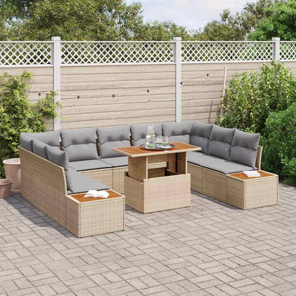 Tuin Eetset met kussen 10 pcs Beige en Grijs