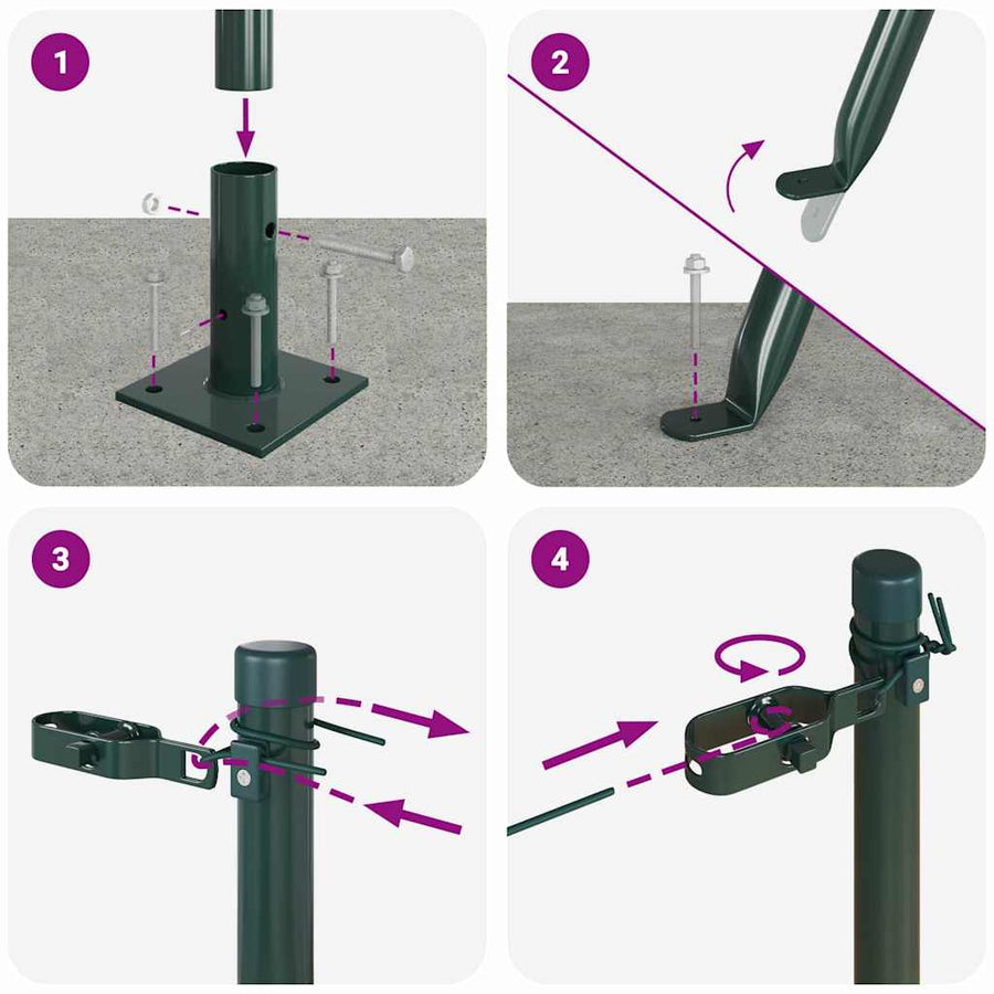 Hekpalen 52 st met voetplaten Ø32 mm 70 cm gegalvaniseerd staal