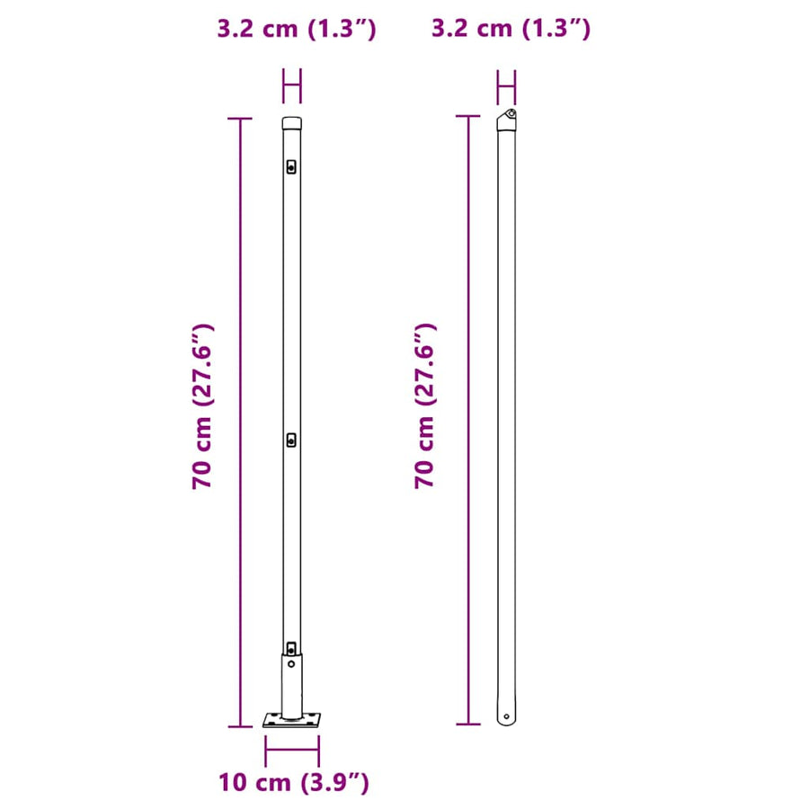 Hekpalen 52 st met voetplaten Ø32 mm 70 cm gegalvaniseerd staal