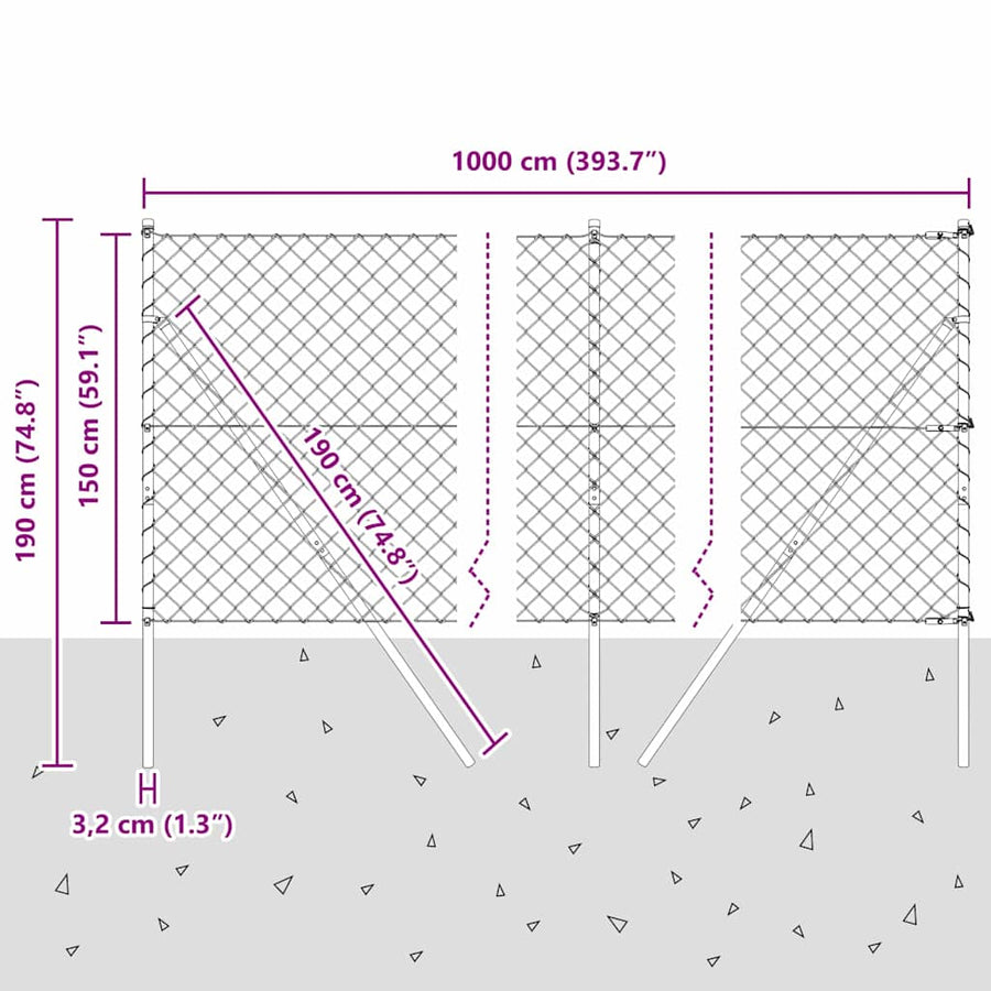 Afrasteringspaal Groen 10 x 1,5 m (60 x 60 mm gaas)