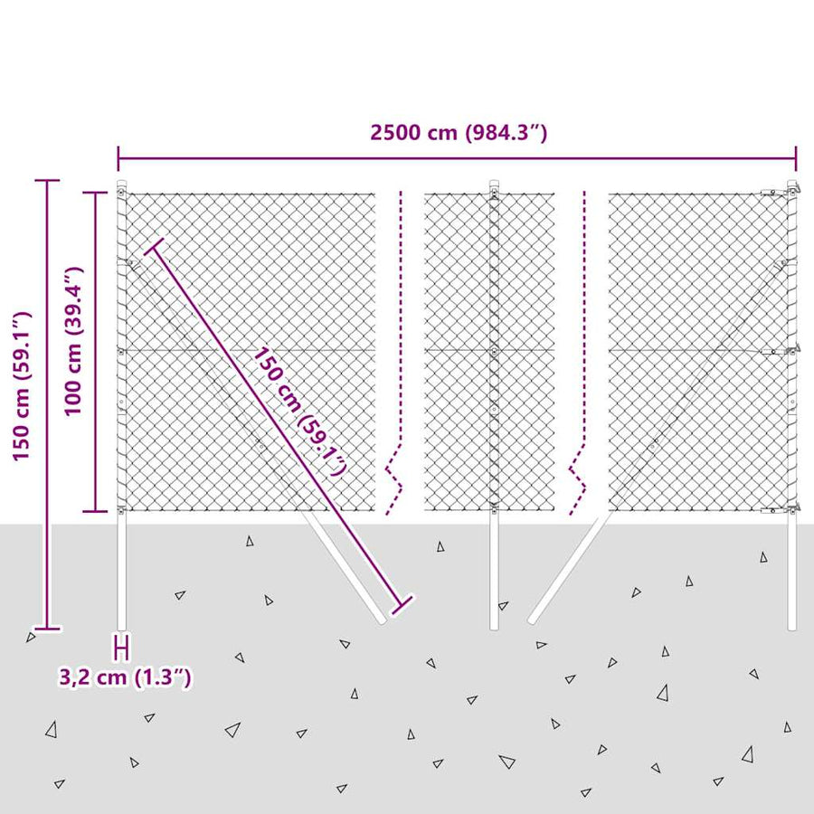 Afrasteringspaal Groen 25 x 1 m (40 x 40 mm gaas) Staal en PVC
