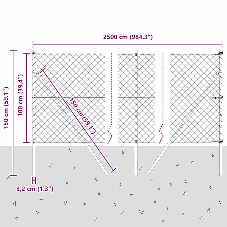 Afrasteringspaal Groen 1 x 25 m (60 x 60 mm gaas) Staal