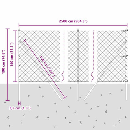 Afrasteringspaal Groen 25 x 1,4 m (60 x 60 mm gaas)