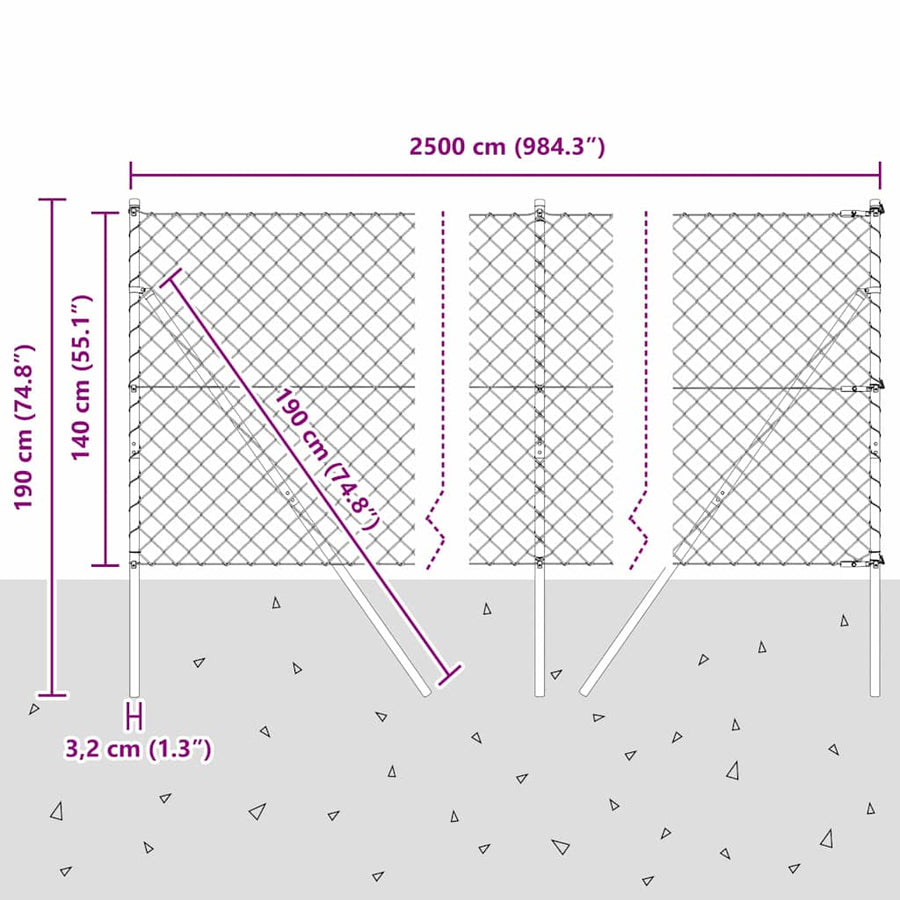 Afrasteringspaal Groen 25 x 1,4 m (60 x 60 mm gaas)