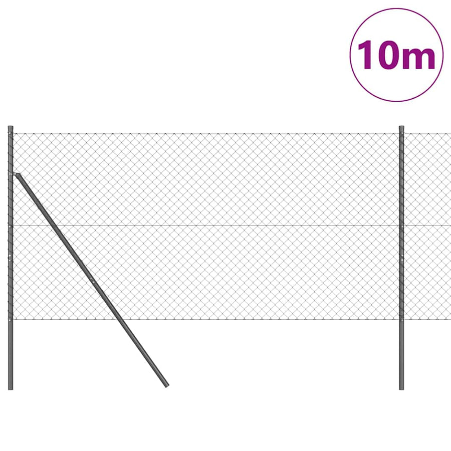 Afrasteringspaal Grijs 10 x 1 m (40 x 40 mm gaas) Staal en PVC