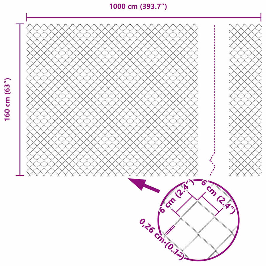 Afrasteringspaal Grijs 10 x 1,6 m (60 x 60 mm gaas)