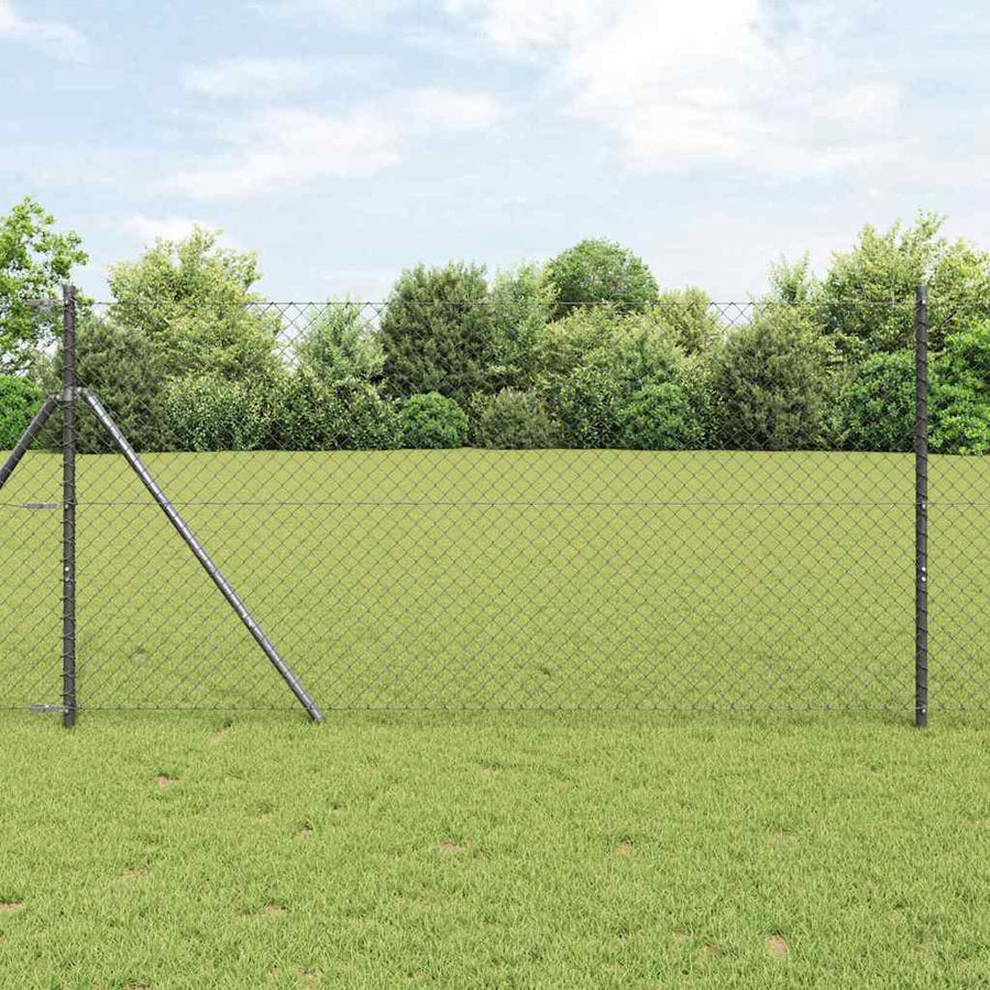 Afrasteringspaal Grijs 25 x 1 m (40 x 40 mm gaas) Staal en PVC