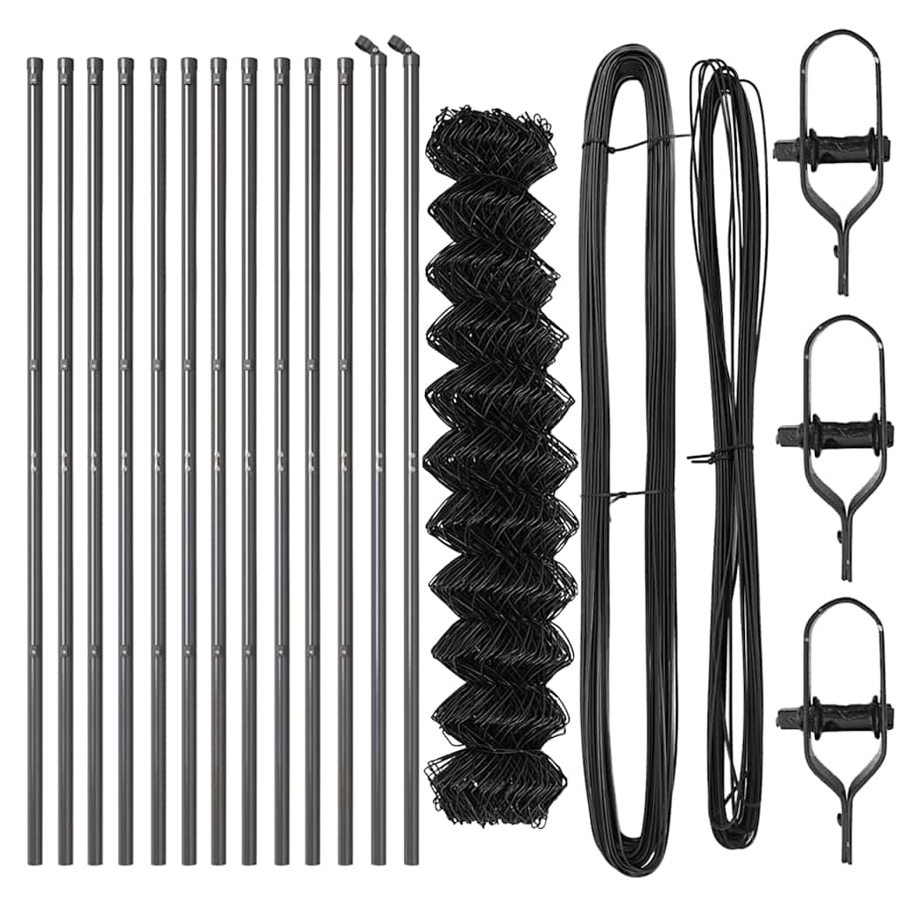 Afrasteringspaal Grijs 25 x 1 m (40 x 40 mm gaas) Staal en PVC