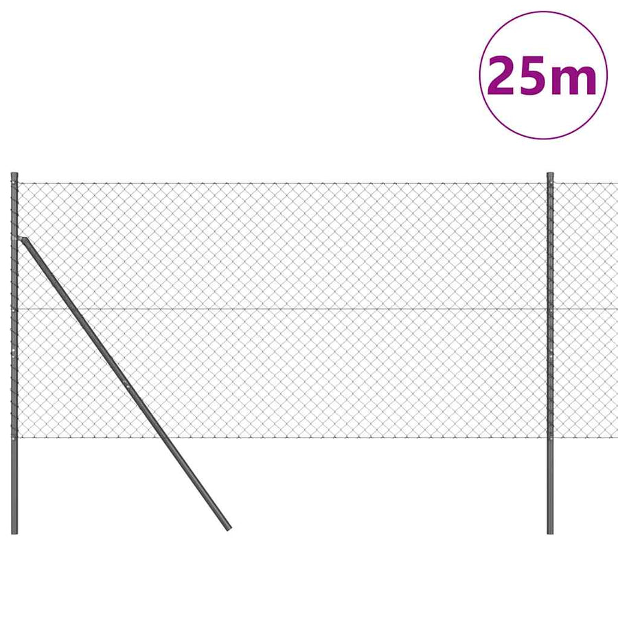 Afrasteringspaal Grijs 25 x 1 m (40 x 40 mm gaas) Staal en PVC