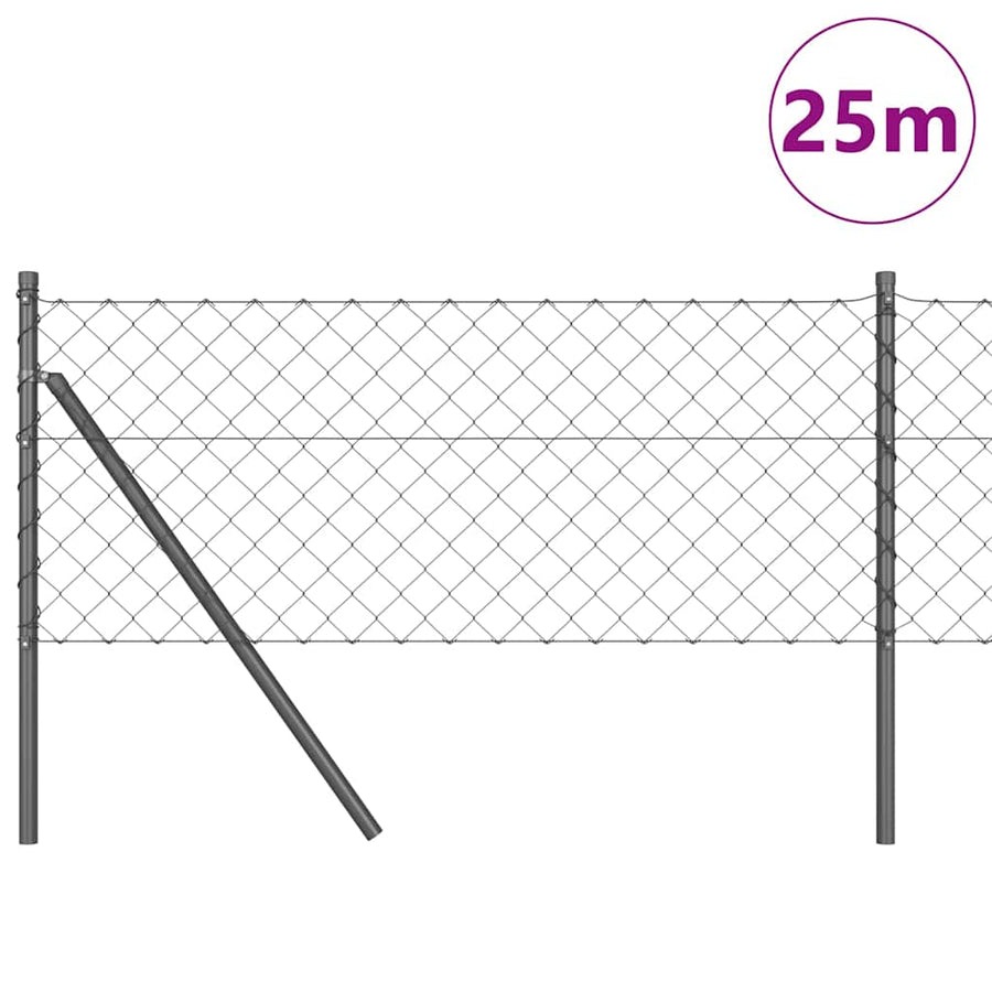 Afrasteringspaal Grijs 25 x 0,8 m (60 x 60 mm gaas) Staal