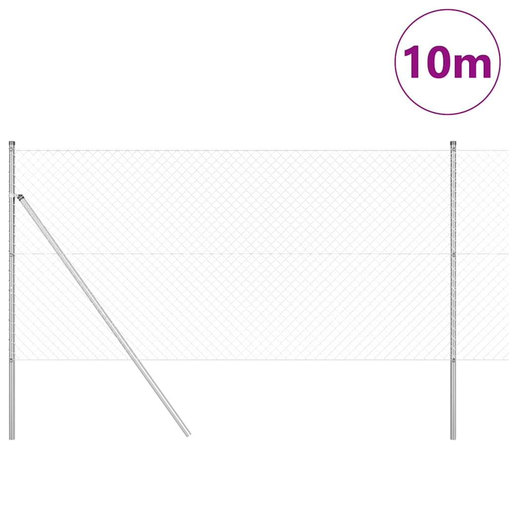 Afrasteringspaal Zilver 10 x 1,4 m (40 x 40 mm gaas) Staal