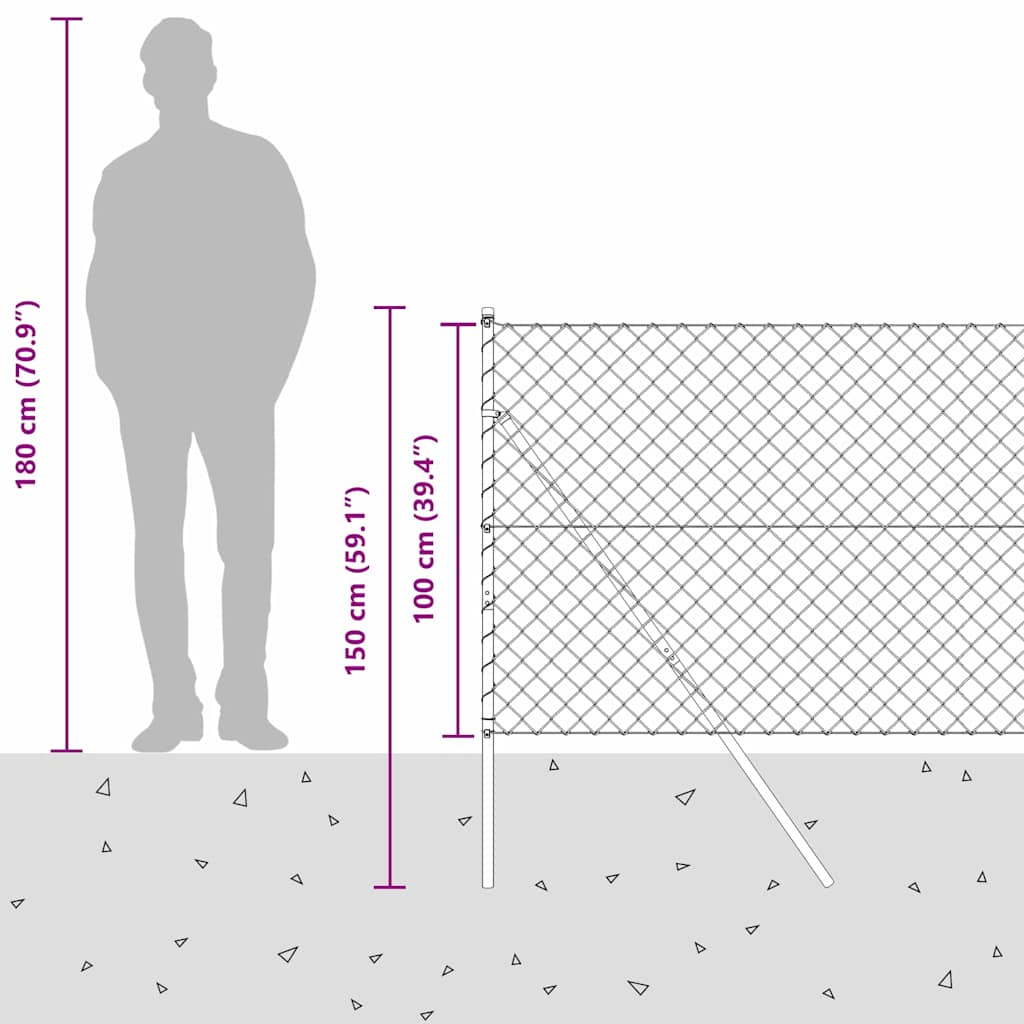Kettenschakelhek Grijs 1 x 10 m