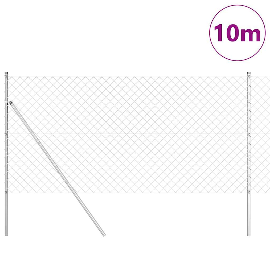 Afrasteringspaal Zilver 10 x 1,2 m (60 x 60 mm gaas) Staal