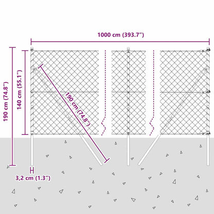 Afrasteringspaal Zilver 10 x 1,4 m (60 x 60 mm gaas) Staal