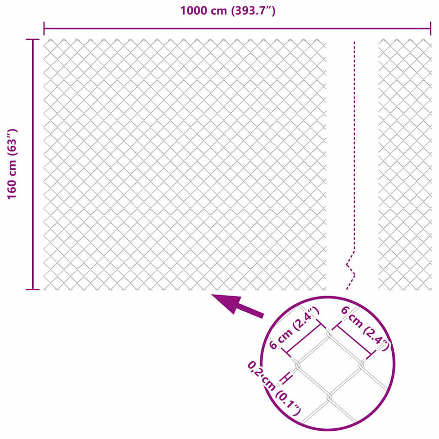 Afrasteringspaal Zilver 10 x 1,6 m (60 x 60 mm gaas) Staal