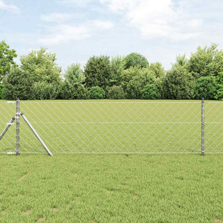 Afrasteringspaal Zilver 25 x 0,4 m (60 x 60 mm gaas) Staal