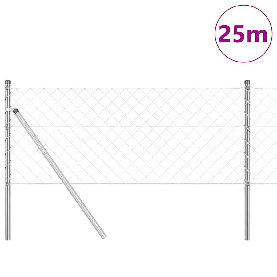 Afrasteringspaal Zilver 25 x 0,4 m (60 x 60 mm gaas) Staal