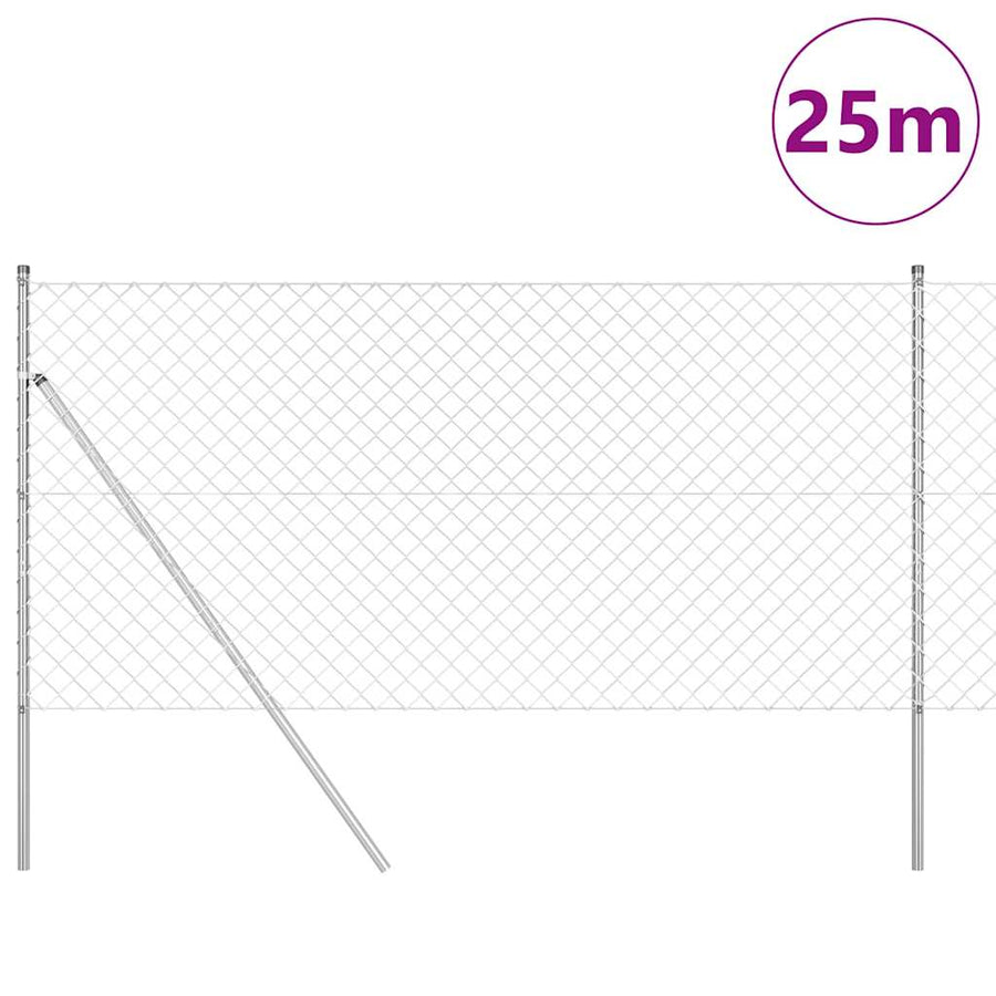 Afrasteringspaal Zilver 25 x 1,2 m (60 x 60 mm gaas) Staal