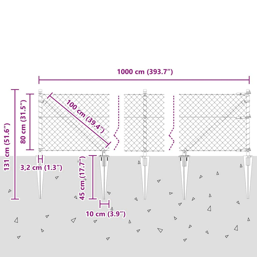 Afrasteringspaal Groen 10 x 0,8 m (40 x 40 mm gaas)