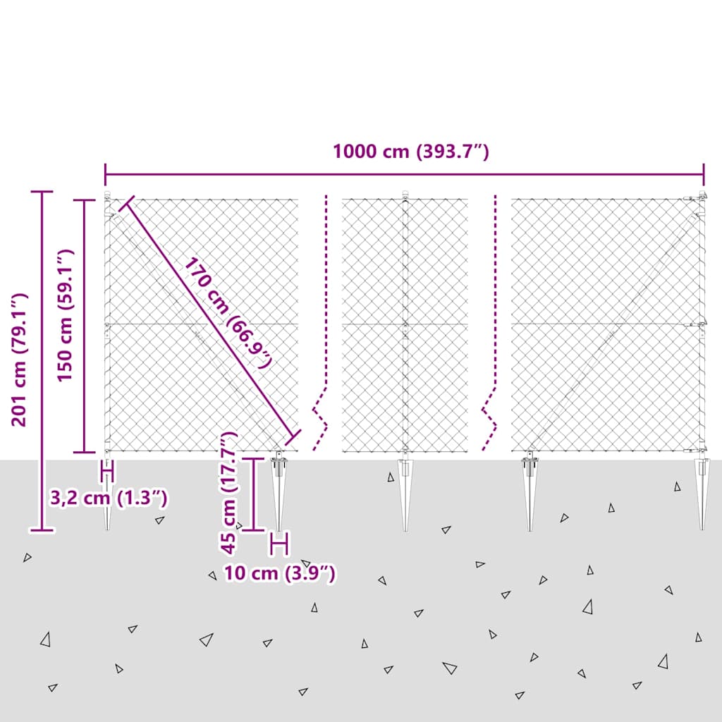 Afrasteringspaal Groen 10 x 1,5 m (40 x 40 mm gaas)