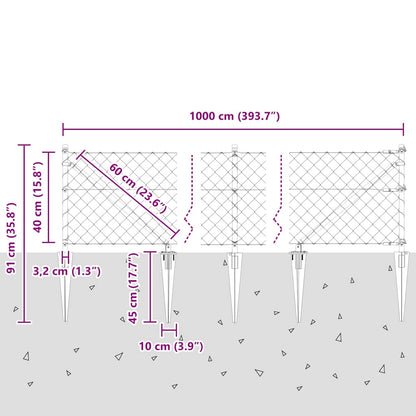 Afrasteringspaal Groen 10 x 0,4 m (60 x 60 mm gaas)