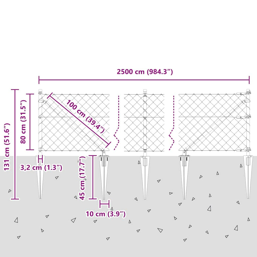 Afrasteringspaal Groen 0,8 x 25 m (60 x 60 mm gaas) Staal