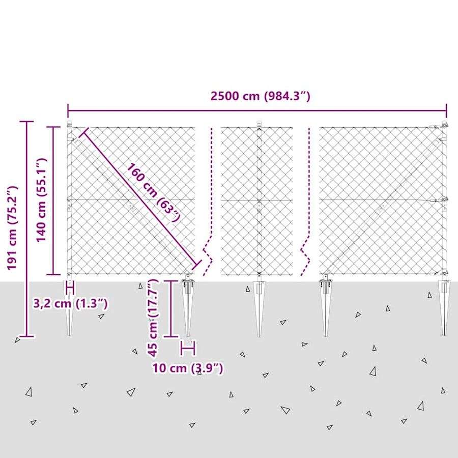 Afrasteringspaal Groen 25 x 1,4 m (60 x 60 mm gaas)