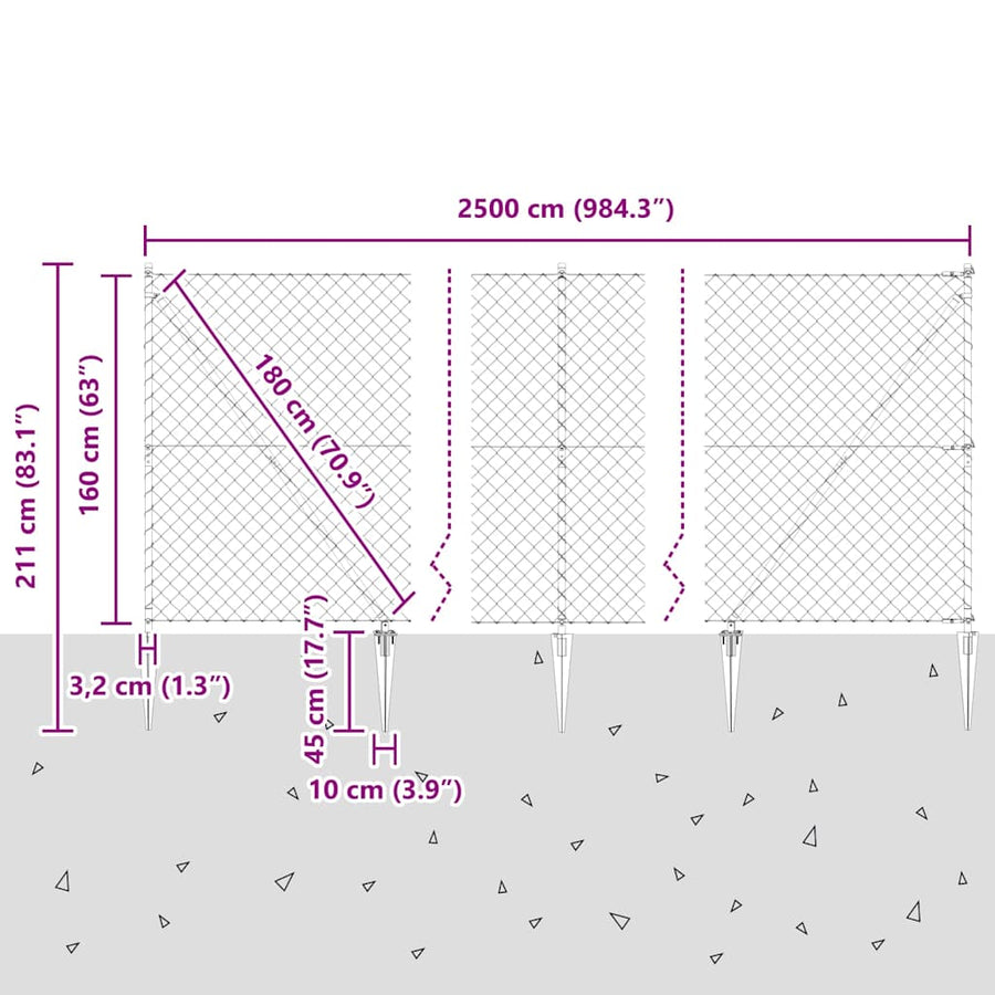 Afrasteringspaal Groen 25 x 1,6 m (60 x 60 mm gaas)
