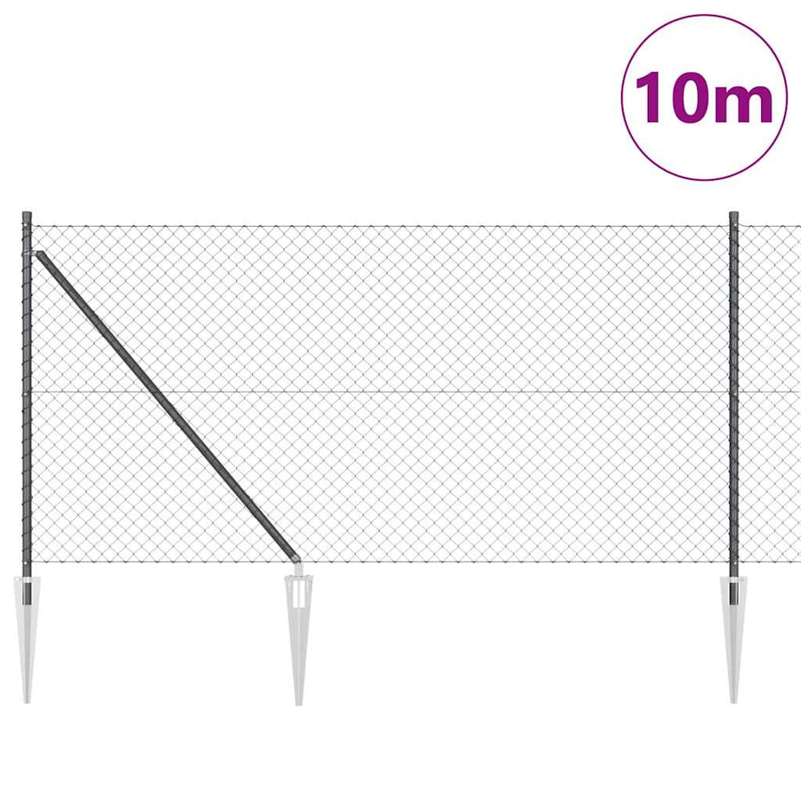 Afrasteringspaal Grijs 10 x 1 m (40 x 40 mm gaas) Staal en PVC