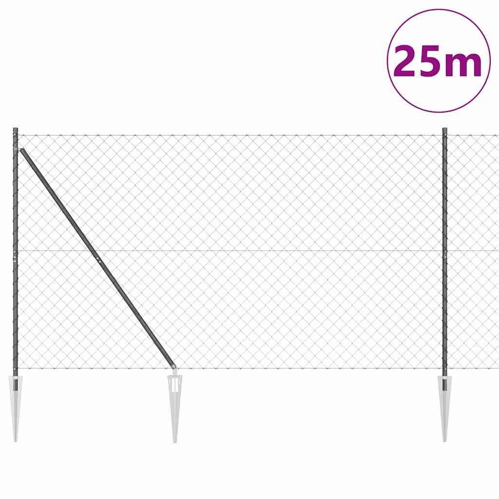 Afrasteringspaal Grijs 25 x 1,5 m (60 x 60 mm gaas) Staal