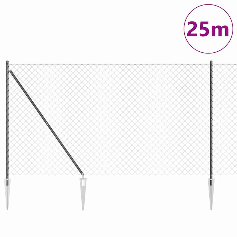 Afrasteringspaal Grijs 25 x 1,5 m (60 x 60 mm gaas) Staal