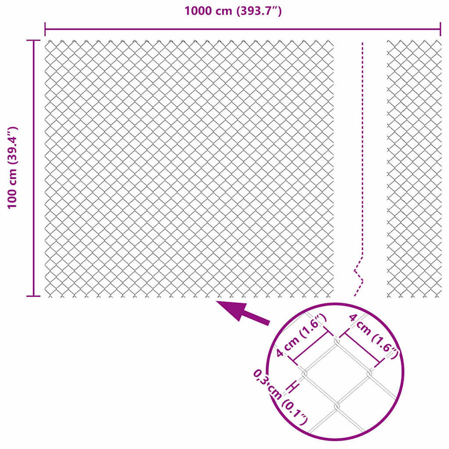 Afrasteringspaal Zilver 10 x 1 m (40 x 40 mm gaas) Staal