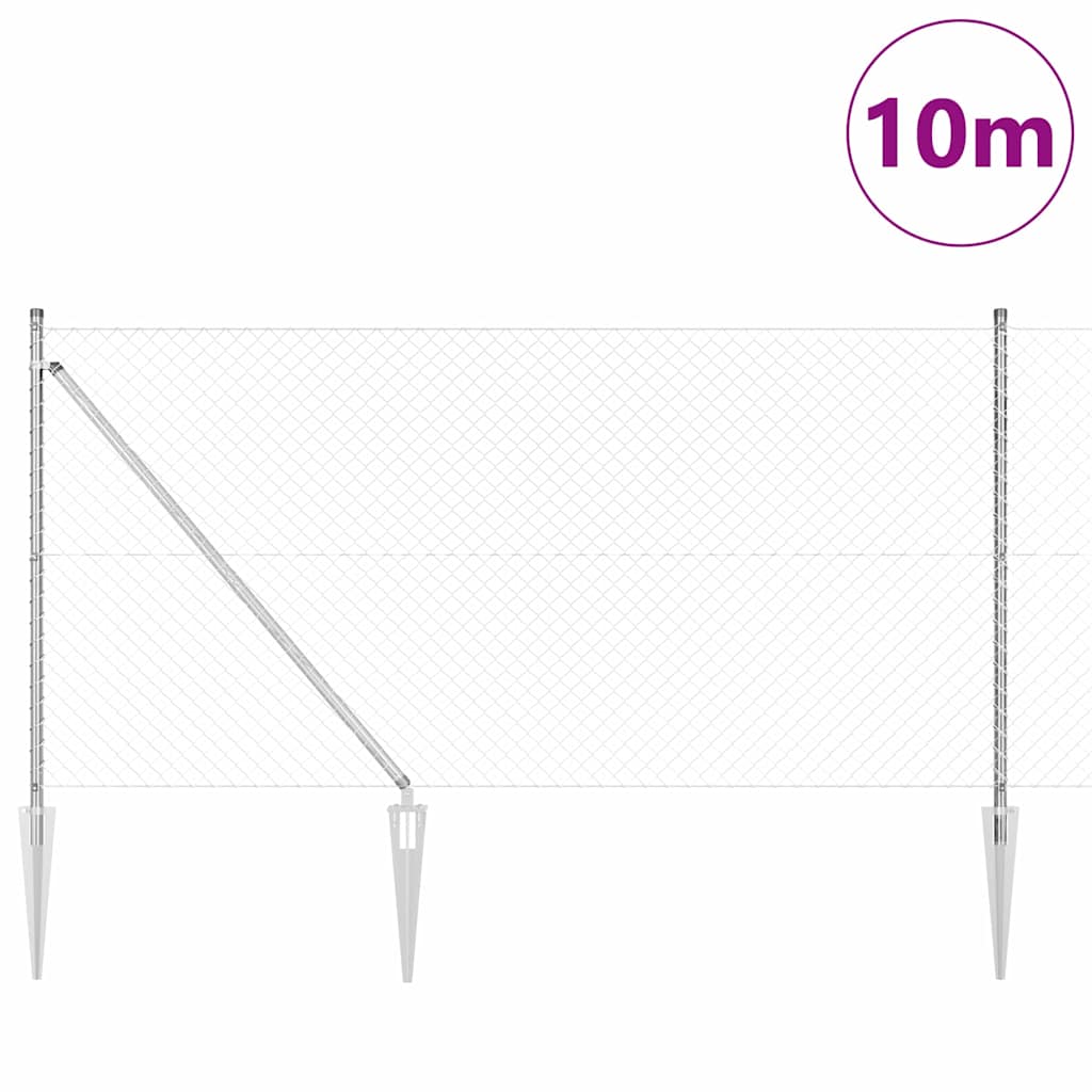 Afrasteringspaal Zilver 10 x 1 m (40 x 40 mm gaas) Staal