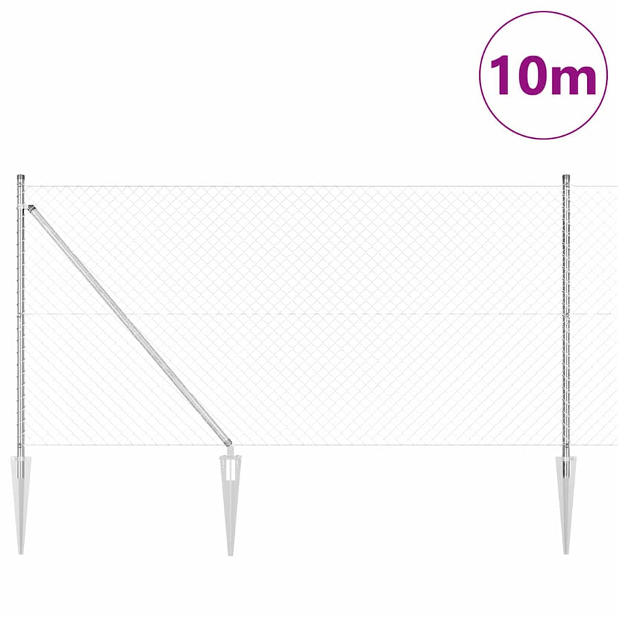 Afrasteringspaal Zilver 10 x 1,2 m (40 x 40 mm gaas) Staal