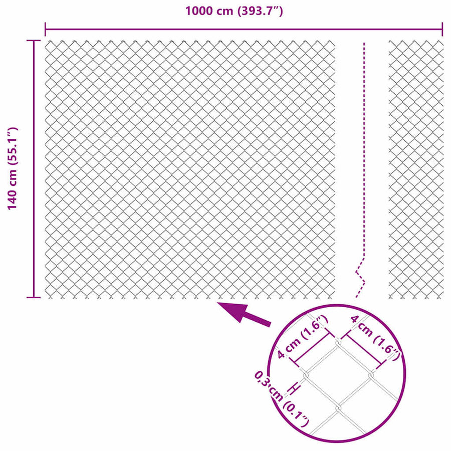 Afrasteringspaal Zilver 10 x 1,4 m (40 x 40 mm gaas) Staal